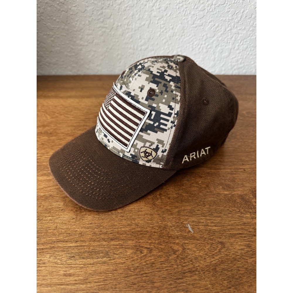 Ariat Digital Camo Hat Cap Snap Back Brown USA Flag One Size First Most